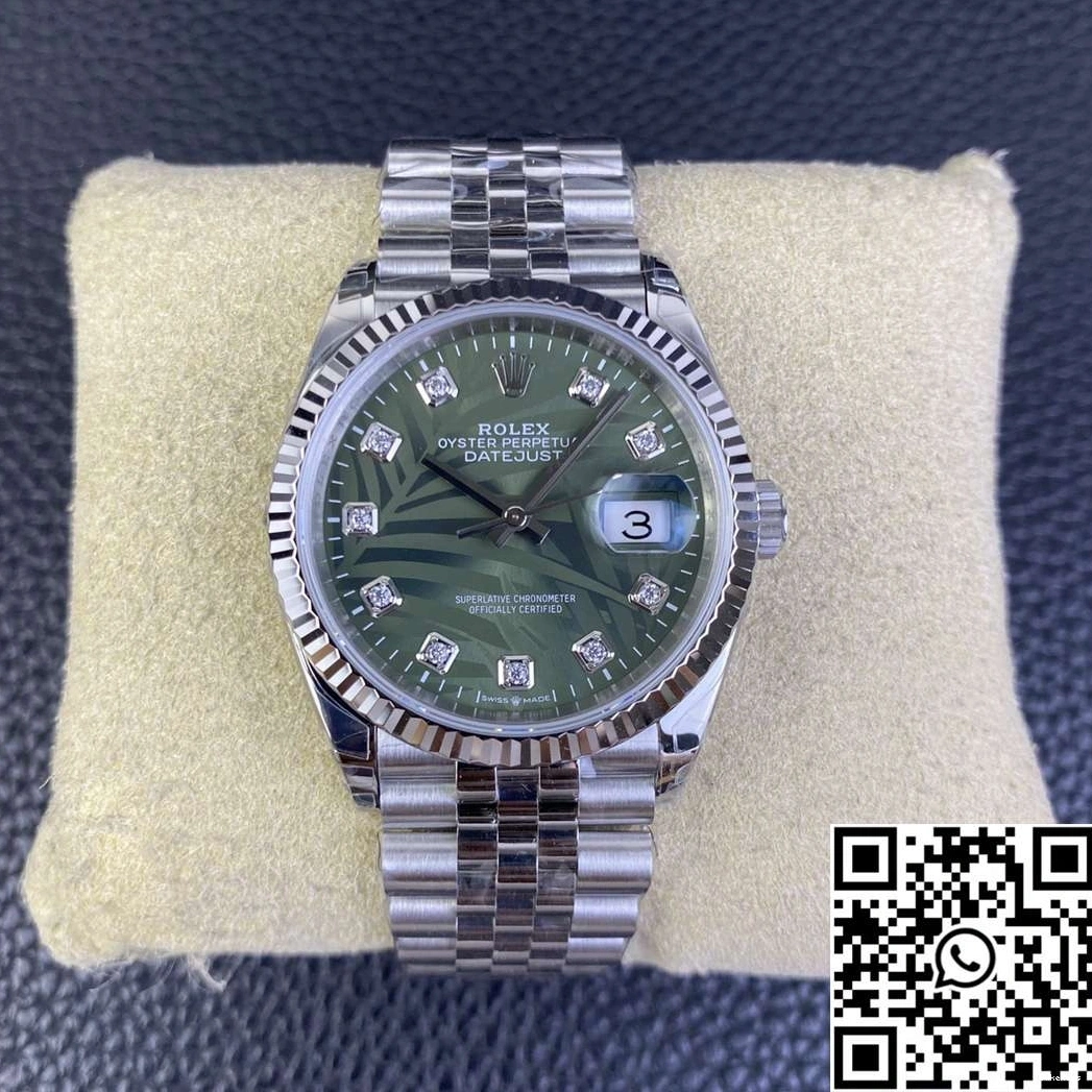 Dial Motif Clean Diamond Stainless Factory 36MM Hourmarker Steel M126234 Rolex Datejust Green 1130